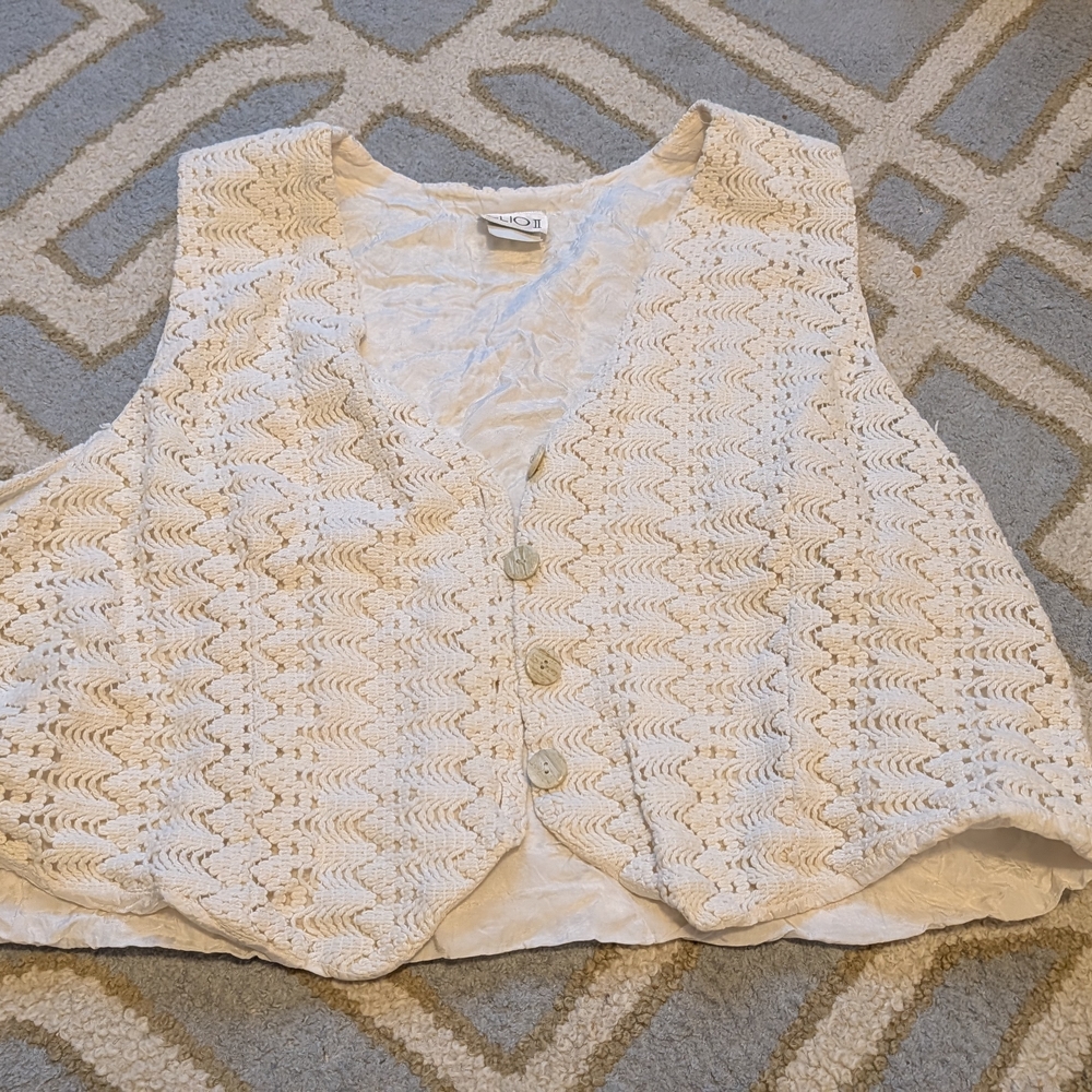 Clio Cream Crochet Vest